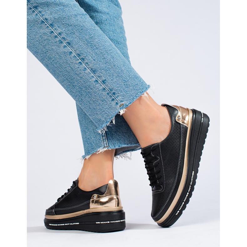 Pantofi sport din piele neagra Shelovet negru 2