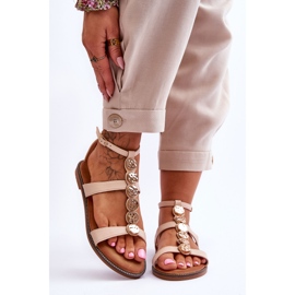 PG1 Sandale De Damă Cu Curea Decorativă Bej Rochelle 1