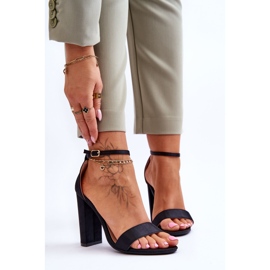 Sandale cu toc înalt din satin Negru Linsy 1