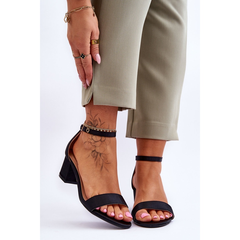 PG1 Sandale cu toc jos din satin Juliet negru 1