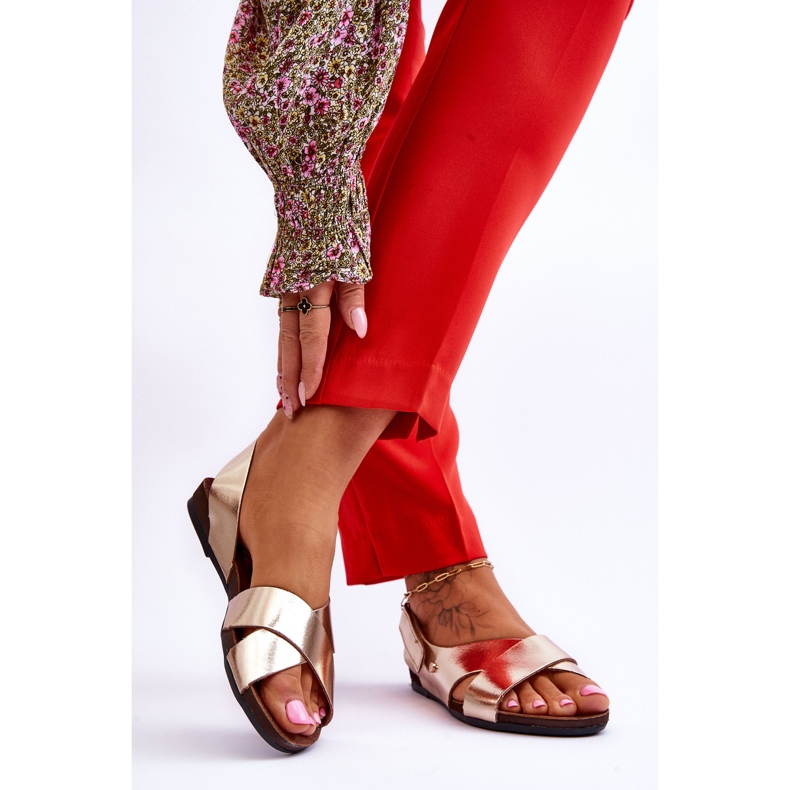 Lemar Sandale din piele Addison Velcro aurii de aur 2