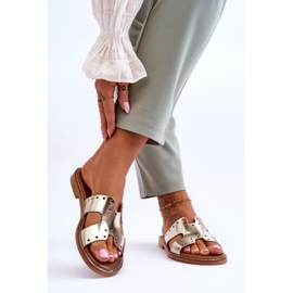 Lemar Papuci de damă cu decupaje decorative Golden Emily de aur 2