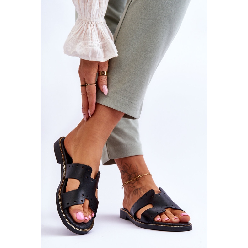 Lemar Papuci de damă cu decupaje decorative Emily negru 2