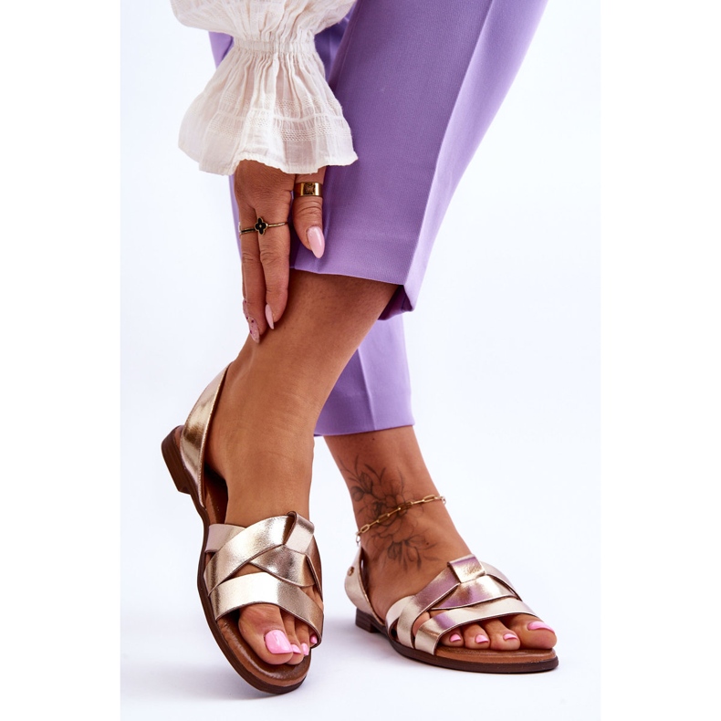 Zazoo Sandale confortabile din piele Kayla aurii de aur 2