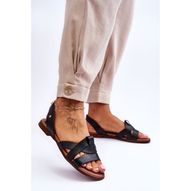 Zazoo Sandale confortabile din piele Kayla de culoare neagră negru 2