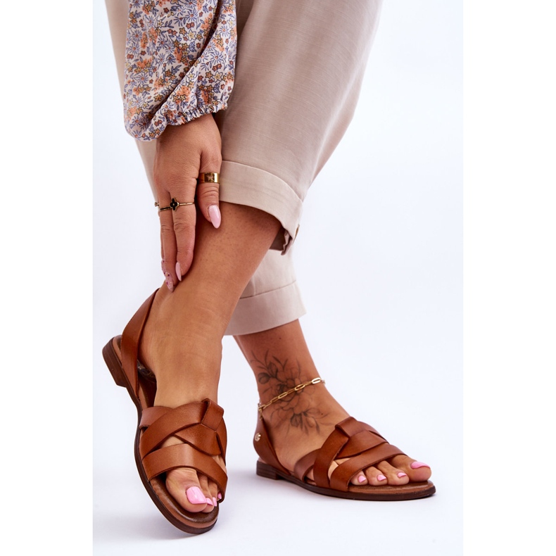 Zazoo Sandale confortabile maro Kayla din piele 2