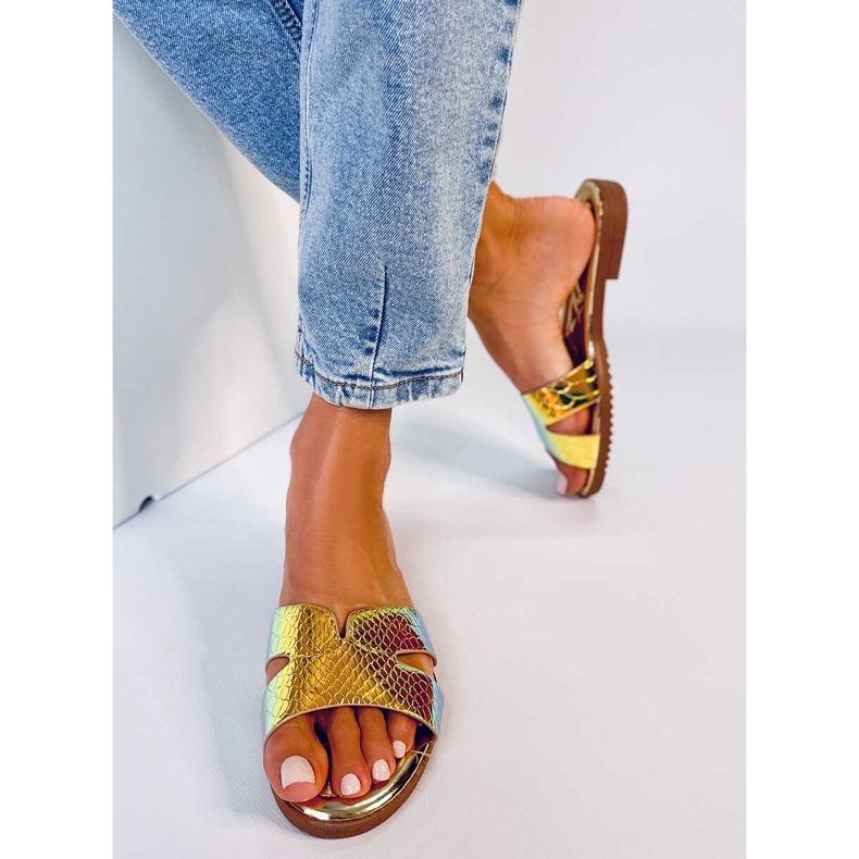 BM Papuci de damă Duey Gold opalescenți de aur 1