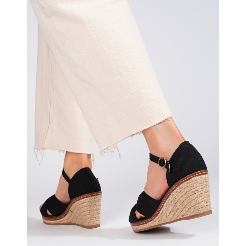 Sandale espadrile cu pane negre Shelovet negru 2