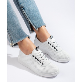 Tenisi dama Shelovet albi ajurati negru 2