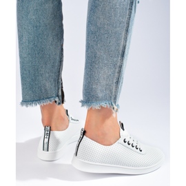 Tenisi dama Shelovet albi ajurati negru 1