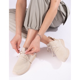 Pantofi sport Shelovet de dama textil bej 1
