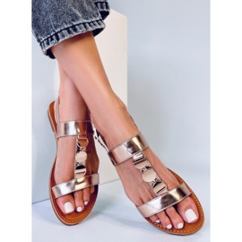 BM Sandale de damă metalice Cheek Champagne roz 1