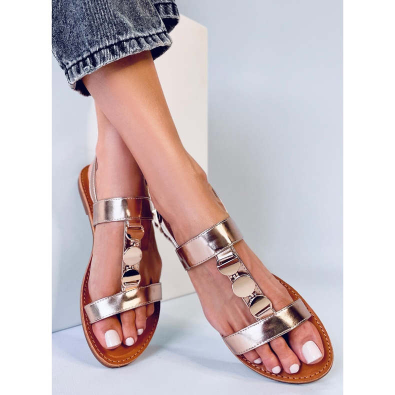 BM Sandale de damă metalice Cheek Champagne roz 1