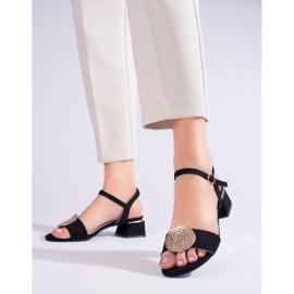 Sandale shelovet de damă neagră cu toc mic negru 1