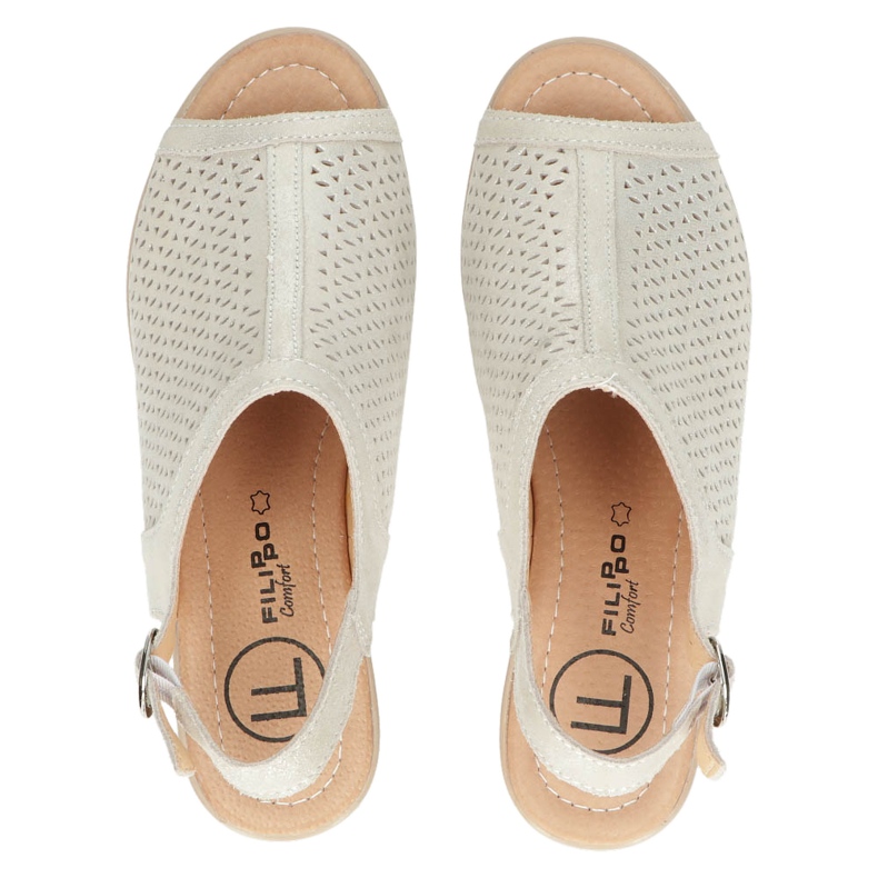 Sandale Filippo din piele ajurata bej/aurie DS4475 de aur 5 Sandale Filippo din piele ajurata bej/aurie DS4475 de aur 5