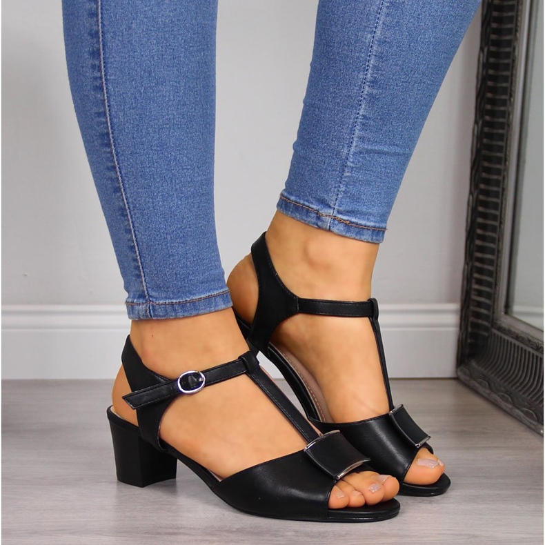 Sandale negre de dama pe post Sergio Leone SK806-01P negru 2