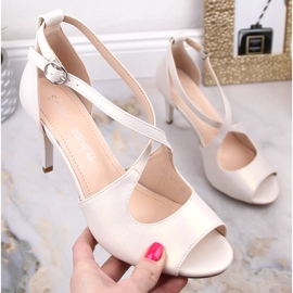 Sandale de damă elegante cu perle Sergio Leone SK429 bej 1