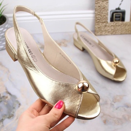 Sandale de damă plate metalice aurii T.Sokolski L23-435 de aur 1