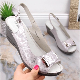 Sandale de damă cu pană gri strălucitor T.Sokolski L23-444 1 Sandale de damă cu pană gri strălucitor T.Sokolski L23-444 1