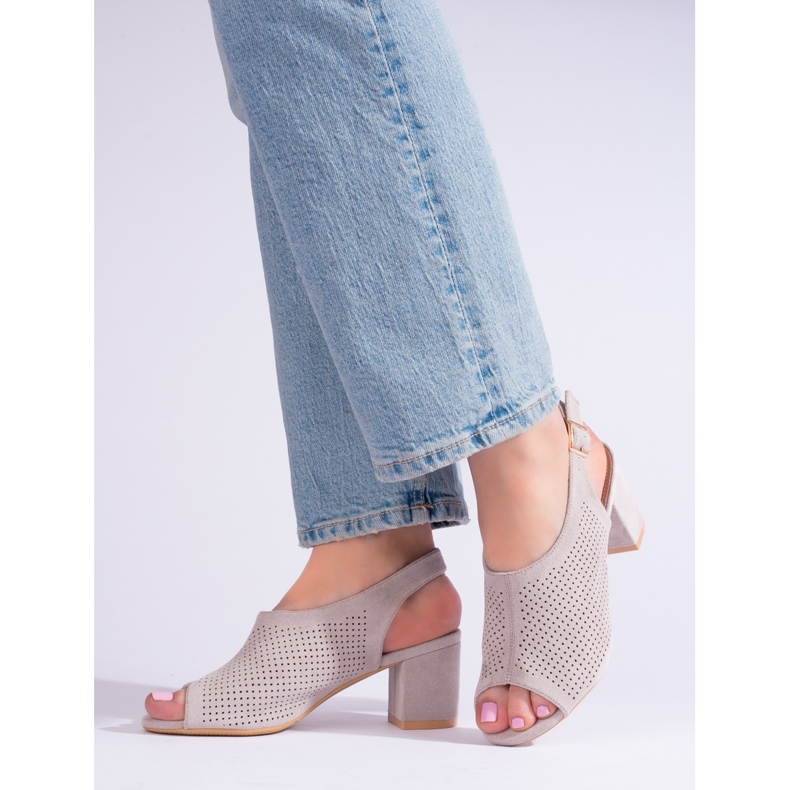 W. Potocki Sandale cu toc înalt ajurat Shelovet gri 1 W. Potocki Sandale cu toc înalt ajurat Shelovet gri 1