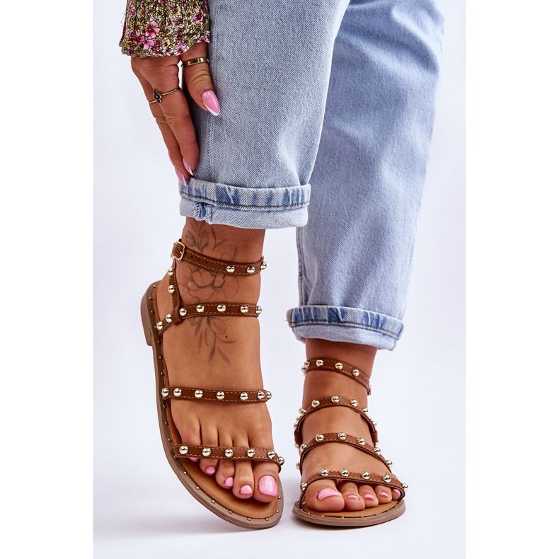 PG1 Sandale De Dama Cu Crampoane Decorative Maro Dorothy 1 PG1 Sandale De Dama Cu Crampoane Decorative Maro Dorothy 1