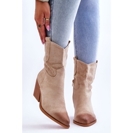 PG1 Cizme cowboy din piele intoarsa bej Sevilla 1