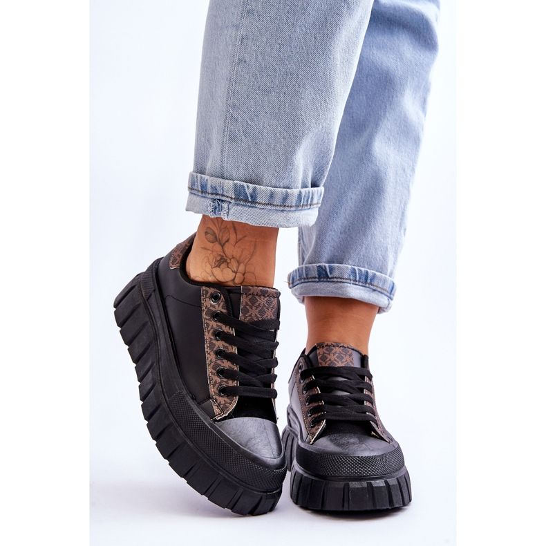 PG1 Pantofi de damă cu platformă din piele, Alison, negru 1