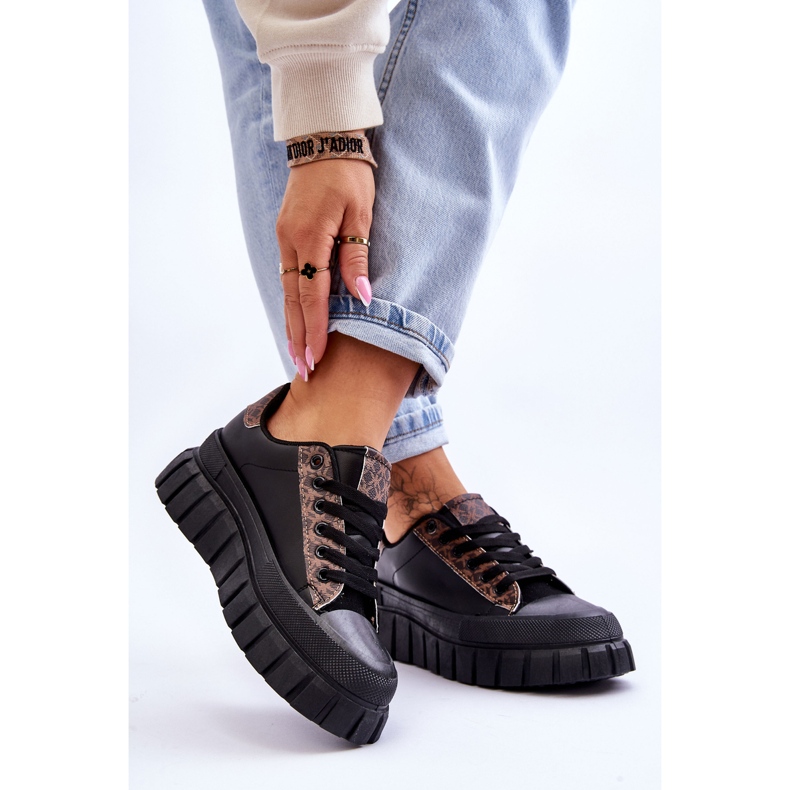 PG1 Pantofi de damă cu platformă din piele, Alison, negru 2