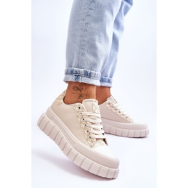 PG1 Pantofi de damă din piele cu platformă Bej Alison 2