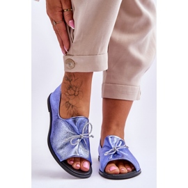 Balerini din piele de dama Nicole 2660/066 Albastru 1