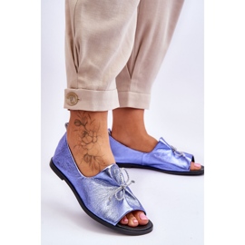 Balerini din piele de dama Nicole 2660/066 Albastru 2