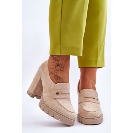 Vinceza Tocuri înalte elegante din piele intoarsa Bej Mintore 1