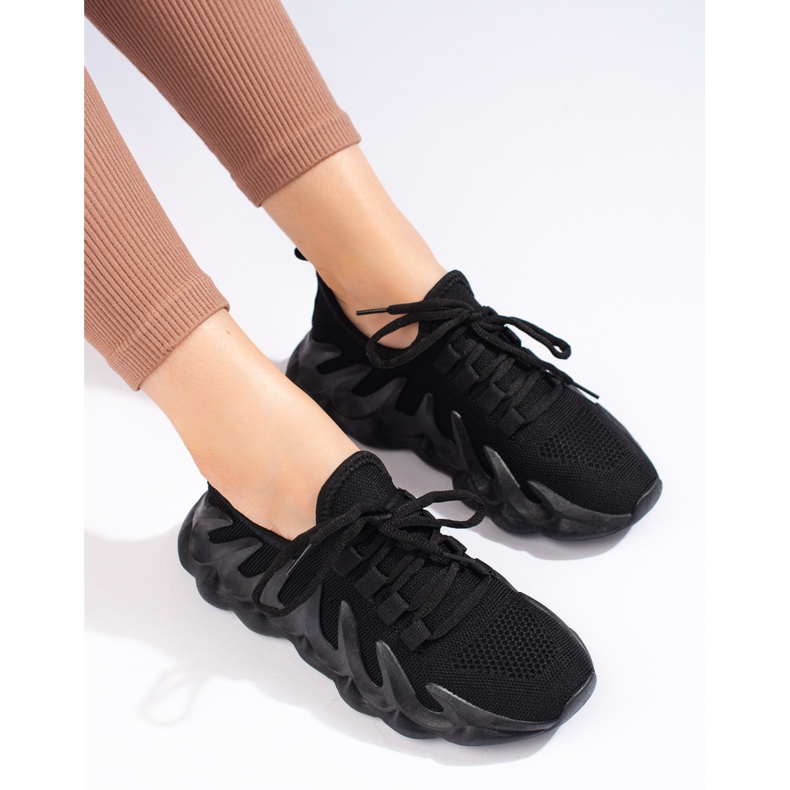 Tenisi de damă Shelovet din material negru 1