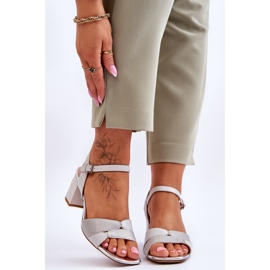 Sandale gri cu toc mic Sergio Leone SK898 1