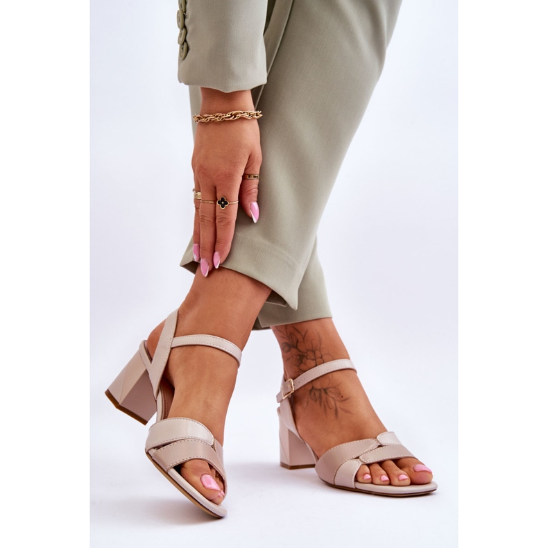 Sergio Leone SK898 Sandale cu toc mic Bej 2