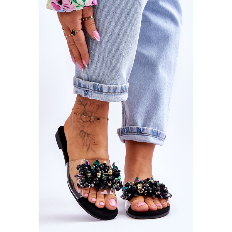 Papuci De Dama Cu Pietre Decorative S.Barski KV-576-3 Negru 1