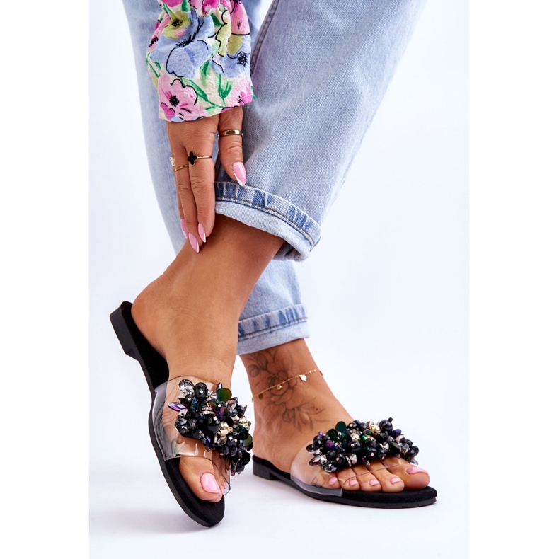 Papuci De Dama Cu Pietre Decorative S.Barski KV-576-3 Negru 2