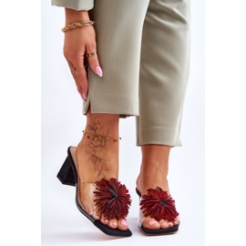 Papuci cu toc inalt transparent la moda S.Barski KV-AP658-1 Negru 1
