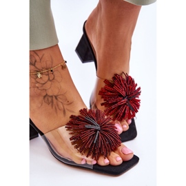 Papuci cu toc inalt transparent la moda S.Barski KV-AP658-1 Negru 5
