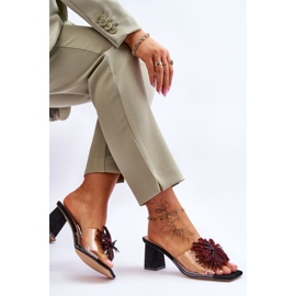 Papuci cu toc inalt transparent la moda S.Barski KV-AP658-1 Negru 6