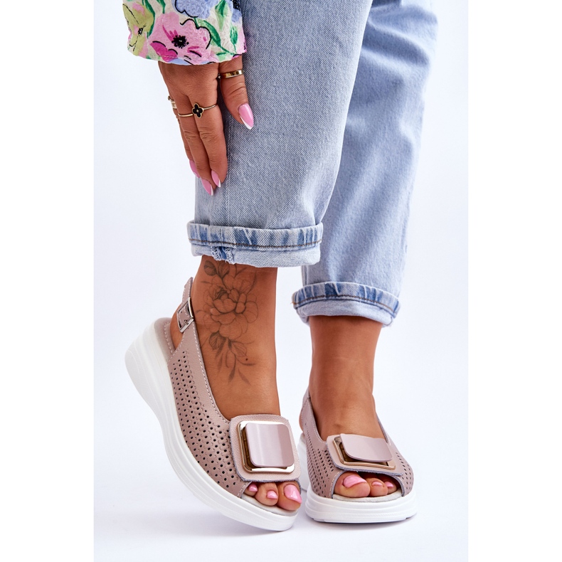 Sandale Piele Ajurata S.Barski BN291 Roz 1