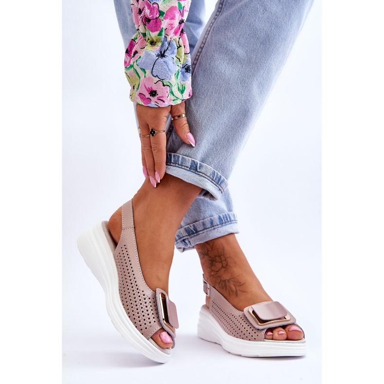 Sandale Piele Ajurata S.Barski BN291 Roz 2