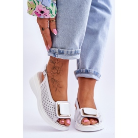 Sandale din Piele Ajurata S.Barski BN291 Alb 1