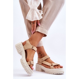 Sandale Big Star din piele intoarsa pentru dama LL276036 Bej 2