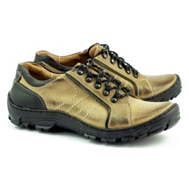 KOMODO Pantofi de trekking pentru bărbați din piele 904 multicolor verde 1