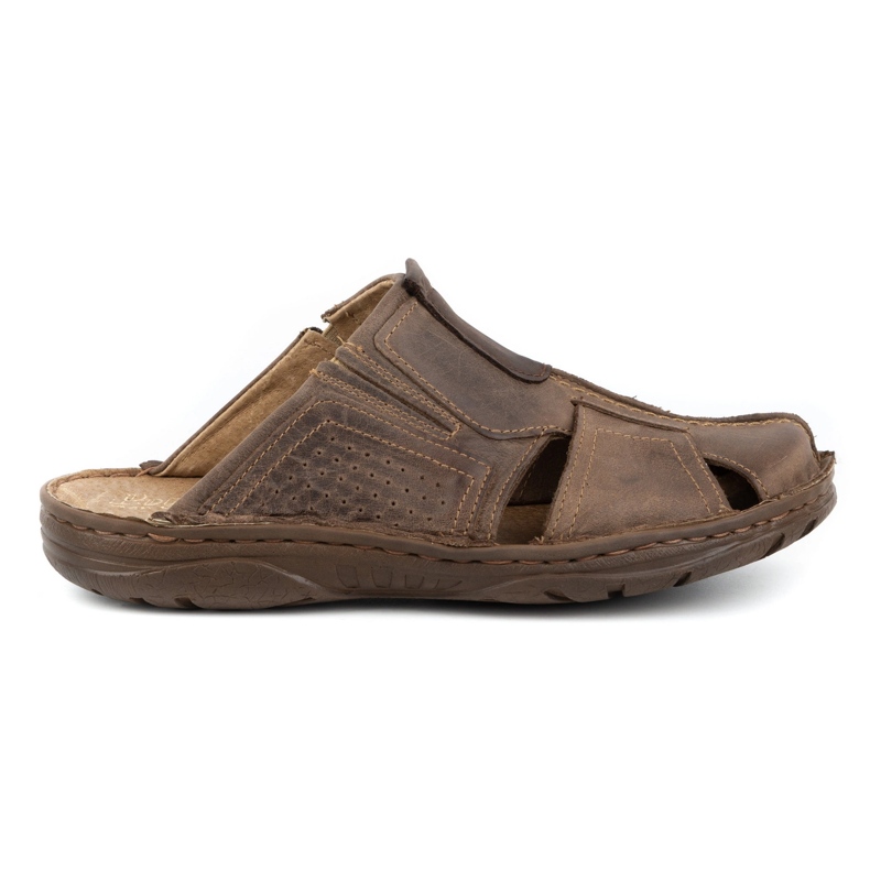 Polbut Papuci bărbați din piele 312 maro 1