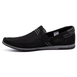 KOMODO Mocasini barbati din piele 876 piele intoarsa neagra negru 1