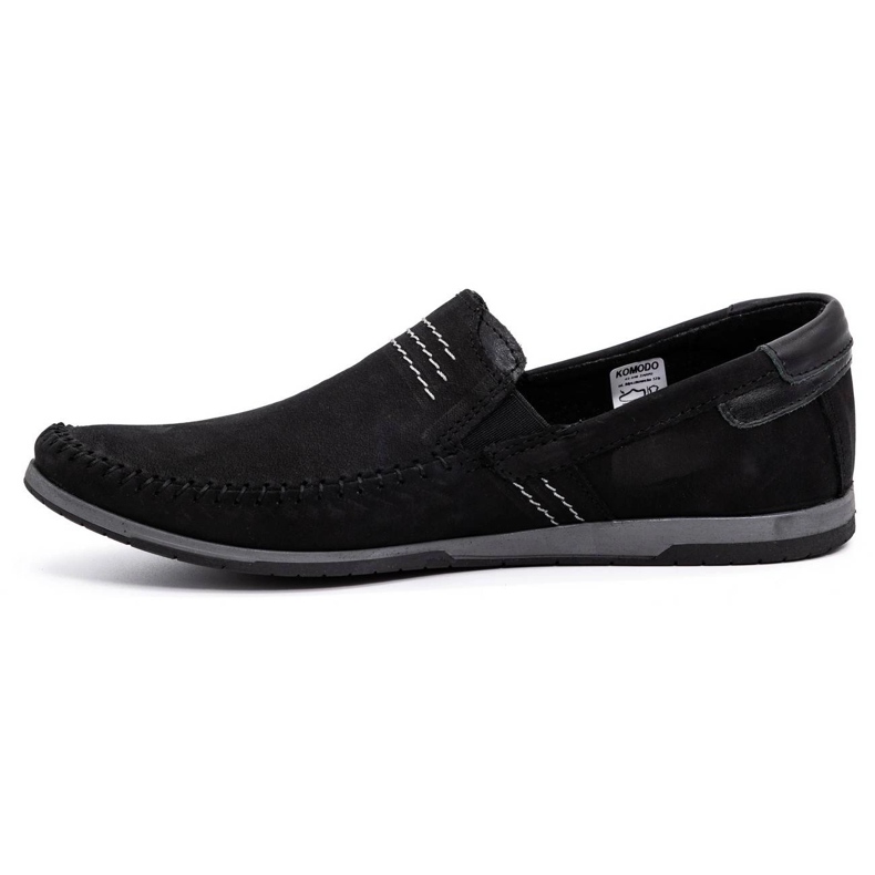 KOMODO Mocasini barbati din piele 876 piele intoarsa neagra negru 1