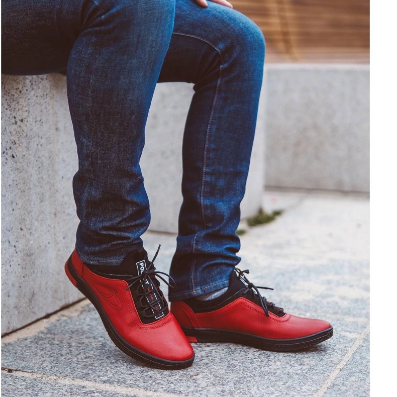 Polbut Încălțăminte casual din piele pentru bărbați roșii K24 cu partea inferioară neagră roșu 1