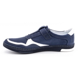 Polbut Pantofi casual din piele pentru bărbați 2102 bleumarin cu alb albastru marin 1